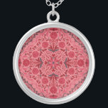 Collier Carreaux floraux en rouge et pastèque rose<br><div class="desc">Carreaux de fleurs peints à la main,  fleurs,  coléoptères,  papillons</div>