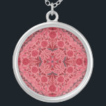 Collier Carreaux floraux en rouge et pastèque rose<br><div class="desc">Carreaux de fleurs peints à la main,  fleurs,  coléoptères,  papillons</div>