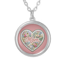 Cœur en fausse broderie florale Maman