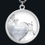 Collier Coeur en filigrane argenté et roses blancs<br><div class="desc">Ces coeur assez en filigrane et roses blancs épousant la conception est disponible sur une série de produits personnalisables ici chez www.zazzle.com/BlessedMemories*. Prenez votre du temps et jeu avec la "personnaliser il !" caractéristique. Si vous avez besoin de n'importe quelle aide, employez svp juste le lien "envoient message" sur le...</div>