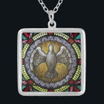 Collier Confirmation du sacrement Verre tendu Saint-Esprit<br><div class="desc">Cette image est un beau vitrail du Saint-Esprit | Esprit Saint en forme de colombe.</div>