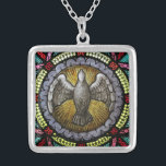 Collier Confirmation du sacrement Verre tendu Saint-Esprit<br><div class="desc">Cette image est un beau vitrail du Saint-Esprit | Esprit Saint en forme de colombe.</div>