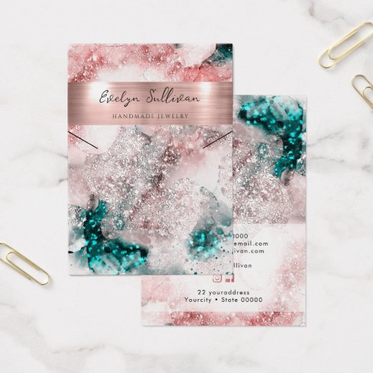 Collier d'aquarelle rose turquoise (Bureau)