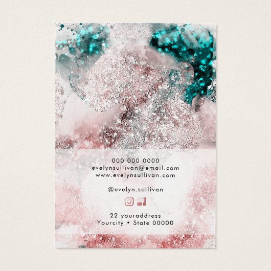 Collier d'aquarelle rose turquoise (Dos)