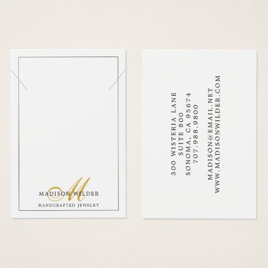 Collier de bijoux Monogramme en or blanc moderne (Devant & derrière)