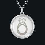 Collier de ceinture de Fiançailles Mariage Diamond<br><div class="desc">Le collier présente une illustration originale d'un anneau de fiançailles en diamant brillant. Un petit cadeau parfait pour la mariée !</div>