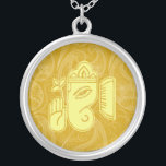 Collier de cristal de cristal de Ganesha jaune<br><div class="desc">Beau Ganesha Design Collier Argent Stérling. Grand comme une faveur de mariage,  un cadeau mariage,  un cadeau d'anniversaire ou un cadeau de vacances. Modifiez la couleur de l'arrière - plan si vous le souhaitez. Vous pouvez ajouter le texte/la couleur de votre nom.</div>