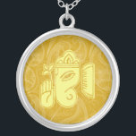 Collier de cristal de cristal de Ganesha jaune<br><div class="desc">Beau Ganesha Design Collier Argent Stérling. Grand comme une faveur de mariage,  un cadeau mariage,  un cadeau d'anniversaire ou un cadeau de vacances. Modifiez la couleur de l'arrière - plan si vous le souhaitez. Vous pouvez ajouter le texte/la couleur de votre nom.</div>