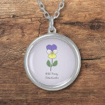 Collier de fleurs pastel botanique de Pansy sauvag<br><div class="desc">Un collier avec une illustration de Fleur de Pansy Sauvage Botanique en couleurs pastel (Viola tricolor) et un texte personnalisable : parfait pour un cadeau d'anniversaire. Violet est la fleur de naissance de Février,  la fleur de Capricorne et est symbolique significations de l'amour,  de l'admiration et du souvenir.</div>