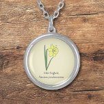 Collier de fleurs pastel Daffodil Botanique<br><div class="desc">Un collier jaune clair avec une illustration de fleur de jonquille botanique en couleurs pastel (Narcissus pseudonarcissus) et un texte personnalisable : parfait pour un cadeau d'anniversaire. La jonquille sauvage est la fleur de naissance de mars, la fleur des Pisces et des Béliers et est un symbole de renaissance, de...</div>