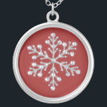 Collier de flocons de neige en cristal (rouge)<br><div class="desc">Des cristaux scintillants et des perles chatoyantes décorent l'illustration de la photo sur ce collier. Il fait un beau souvenir pour toute fille à la fête de mariage.</div>