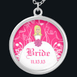 Collier de mariée Mariage de Blonde Fuchsia<br><div class="desc">Colliers de conservation Choisissez soit Silver Plated Gold Finish ou Sterling Silver Unique Personnalisé! st Christmas Cadeau Mariage Keepsaké Wedding Party Colliers - pour changer la couleur arrière - plan - cliquez sur personnaliser - cliquez sur modifier - choisissez l'outil dernier dans le menu déroulant et choisissez l'une des couleurs...</div>