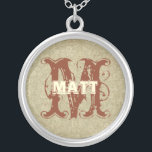 Collier de monogramme Vintage de corail profond<br><div class="desc"></div>