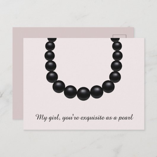 Collier de perle noire imprimé carte postale (Devant / Derrière)
