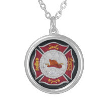 Collier de sapeur-pompier en rouge, or, noir