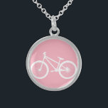 Collier de vélo Vintage rose et blanc<br><div class="desc">Collier de vélo Vintage rose et blanc Un vélo vintage blanc sur un arrière - plan rose. Elle est mignonne,  mignonne et féminine. Il conviendra à tous ceux qui aiment faire du vélo ou ceux qui aiment le plein air.</div>
