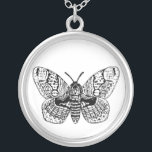 Collier Dessin Brahmin moth<br><div class="desc">Main drawn illustration of a brahmin moth in black and white.</div>