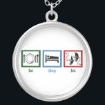 Collier Eat Sleep Act<br><div class="desc">J'adore manger, dormir et le théâtre. Le cadeau parfait pour un acteur.</div>