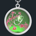 Collier EAU MAGIQUE EN MONogramme ROUGE, Émeraude verte<br><div class="desc">Design élégant,  unique et coloré,  fleurit,  fleurit et fleurit au printemps. Aquarelle avec feuille d'or et d'argent.</div>