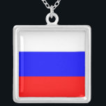 Collier élégant avec drapeau de la Russie<br><div class="desc">Elégant collier d'Argent avec drapeau de la Russie. Ce produit est personnalisable.</div>