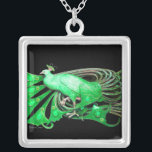 COLLIER ELEGANT PEACOCK DE GREEN AND BLACK<br><div class="desc">Design coloré et élégant avec pierres 3D lumineuses Design graphique numérique par Bulgan Lumini. Partie de la nouvelle collection ARCADIA.</div>