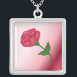 Collier Élégante rose rose<br><div class="desc">Une élégante rose rose profonde avec un feuillage vert brillant sur un arrière - plan rose ombragé. Personnaliser en ajoutant un nom ou un mot comme "Maman"</div>