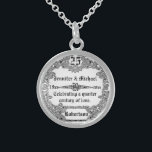 Collier En Argent 25e anniversaire d'argent Monogramme<br><div class="desc">25e anniversaire argent collier mariage monogramme.</div>