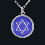 Collier En Argent étoile de David sterling, bleu de BRITE sur le<br><div class="desc">étoile de David sterling,  blanche sur le bleu de BRITE</div>
