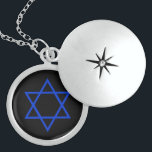 Collier En Argent étoile sterling de david, bleu brite sur noir<br><div class="desc">étoile sterling de david,  bleu brite sur noir</div>