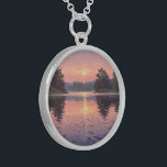 Collier En Argent Lake During Dusk<br><div class="desc">Description (eng): A necklace made of a 92.5% pure silver alloy and 7.5% copper, also known as sterling silver. This necklace has the pictorial design “Lake During Dusk” printed, ideal for curporal adornment and/or as a gift for special moments.</div>