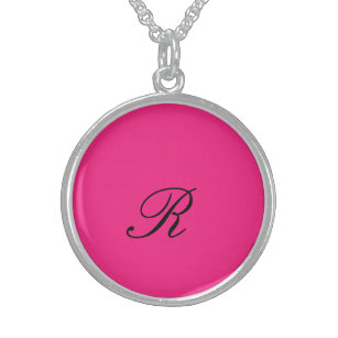 Collier En Argent Monogramme Initial Hot Pink Cute Chic Girly Trendy