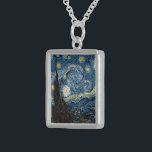 Collier En Argent Nuit Van Gogh Starry<br><div class="desc">Vincent Van Gogh Starry Night masterpiece,  vintage artwork on modern day products from Zazilicious</div>