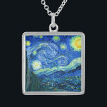 Collier En Argent soirée starry de vincent van gogh<br><div class="desc">Le célèbre tableau de Van Gogh,  "La Nuit étoilée". Peint pendant son séjour à l'asile de Saint Rémy dans les années 1880,  van Gogh dépeignait les collines ondulantes et les cyprès qu'il voyait depuis sa fenêtre.  Numériquement amélioré par PixDezines.Copyright © 2008-2016 PixDezines.com™ et PixDezines™ sur zazzle.com. Tous droits réservés.</div>