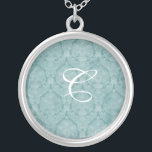Collier en argent turquoise Monogramme en dentelle<br><div class="desc">Beau collier en argent Lace Sterling - couleur arrière - plan peut être changée.. Grand comme une faveur de mariage,  un cadeau mariage,  un cadeau d'anniversaire ou un cadeau de vacances.</div>