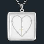 Collier en forme de coeur de chapelet de "diamant"<br><div class="desc">Collier en forme de coeur de chapelet de " diamant".  Il n'y a aucun vrai diamant sur ce collier.  Sentez-vous libre pour changer la couleur de l'arrière - plan par l'intermédiaire des grands outils de la personnalisation de Zazzle.</div>