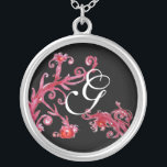 Collier ÉPAULES MAGIQUES EN MONogramme ROUGE ET NOIR<br><div class="desc">Design élégant,  unique et coloré,  fleurit,  fleurit et fleurit au printemps. Aquarelle avec feuille d'or et d'argent.</div>