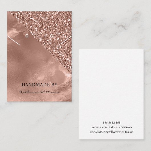 Collier et carte d'affichage d'oreille | Or Rose (Devant / Derrière)