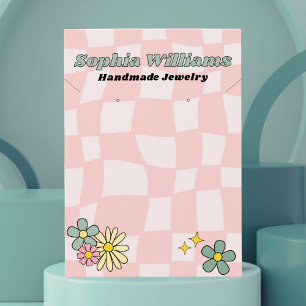Collier et carte d'affichage Retro Pink Checker
