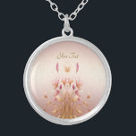 Collier Floral Feuille rose or<br><div class="desc">Beau collier rose Feuille doré fleuri</div>