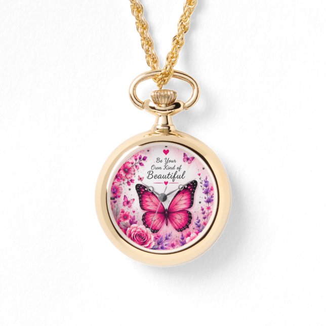 Collier floral papillon rose pour femmes (Recto)