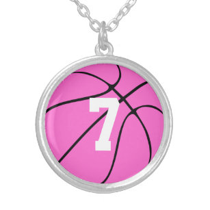 Collier Girls Pink Basketball Player Jersey Numéro/Initial