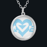 Collier Graphique d'amour cool, Bleu<br><div class="desc">Un logo graphique,  fait sur mesure. LOVE blue.</div>