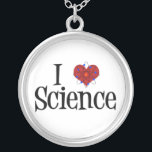 Collier J'aime la Science<br><div class="desc">La science du coeur I. Un coeur avec un modèle d'atome enroulé autour de lui fait un grand cadeau pour un scientifique.</div>