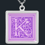 Collier Lettre Casquette décorative K violet et rose<br><div class="desc">Couleurs violettes et roses lettre casquette décorative K. Design disponible sur certains produits.</div>