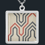 Collier Lignes graphiques orange et bleu<br><div class="desc">Des lignes graphiques orange et bleu traversent cette pièce de Chariklia Zarris. La ligne orange traverse la majeure partie du travail,  tandis que les lignes bleues ont un motif discernable. Achetez la vôtre dès aujourd'hui !</div>