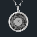 Collier Monogram Zebra Print Black Grey Silver tendance<br><div class="desc">Monogramme ce collier en argent noir et gris-argenté Zebra. Fait un grand cadeau pour elle,  ou pour tes demoiselles d'honneur.</div>