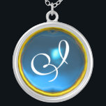 Collier Monogramme Blue Sapphire Gem<br><div class="desc">Design élégant et unique avec pierres précieuses. Modélisation et rendu en 3D Studio Max par Bulgan Lumini .Part de la série Hyper Talismans.</div>