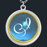 Collier Monogramme Blue Sapphire Gem<br><div class="desc">Design élégant et unique avec pierres précieuses. Modélisation et rendu en 3D Studio Max par Bulgan Lumini .Part de la série Hyper Talismans.</div>