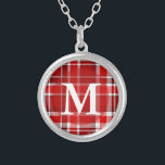 Collier Monogramme de tarte blanc rouge<br><div class="desc">Ce motif en plaid rouge et blanc a un motif à carreaux / tartan extensible qui est légèrement texturé. C'est un motif clair,  élégant et élégant.</div>