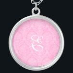 Collier Monogramme en dentelle rose Stérling Argent<br><div class="desc">Beau collier en argent Lace Sterling - couleur arrière - plan peut être changée.. Grand comme une faveur de mariage,  un cadeau mariage,  un cadeau d'anniversaire ou un cadeau de vacances.</div>